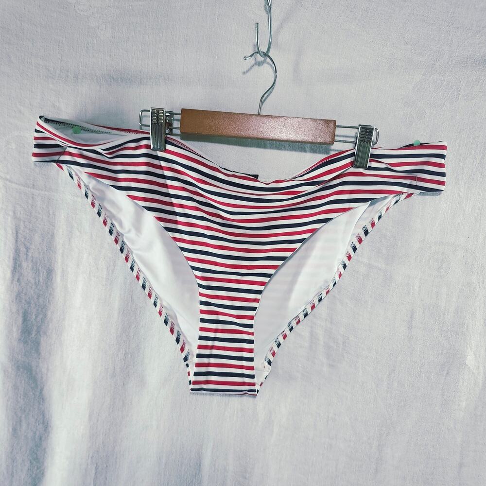 NWT Womens Plus Size 20 Bikini Bottom Navy Blue Red Whit Stripe Full Back